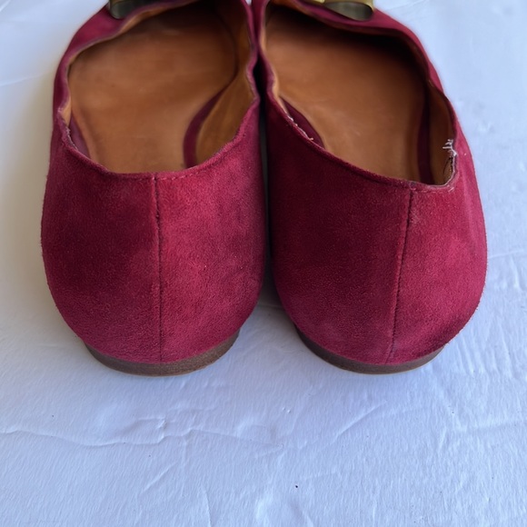 Madewell Bow Skimmer Burgundy Suede Pointy Toe Flats Size 9 - Picture 5 of 9